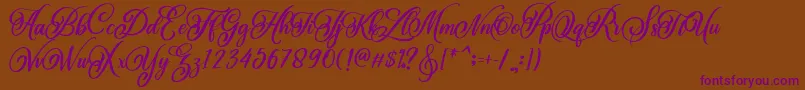 BeautifulLovina Regular Font – Purple Fonts on Brown Background