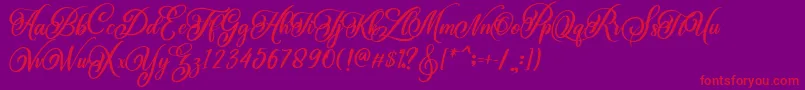 BeautifulLovina Regular Font – Red Fonts on Purple Background