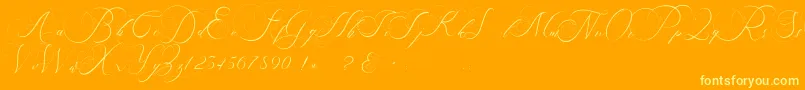 beauty angelique-Schriftart – Gelbe Schriften auf orangefarbenem Hintergrund