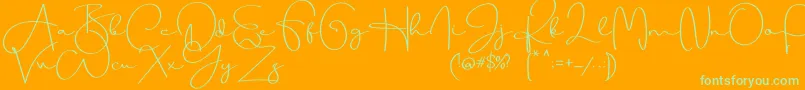 フォントBeauty Dream – オレンジの背景に緑のフォント