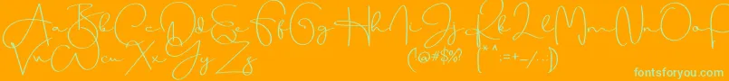 Beauty Dream-Schriftart – Grüne Schriften auf orangefarbenem Hintergrund