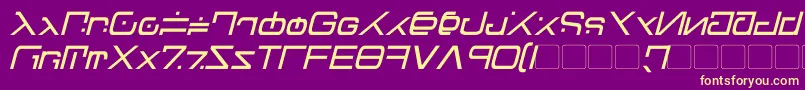 GreenMartianItalic-Schriftart – Gelbe Schriften auf violettem Hintergrund
