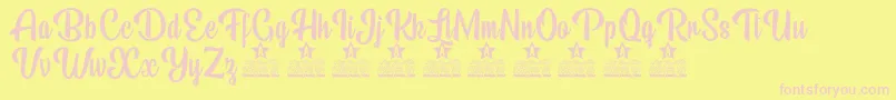 Beauty Mountains Personal Use Font – Pink Fonts on Yellow Background