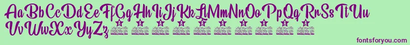 Beauty Mountains Personal Use Font – Purple Fonts on Green Background