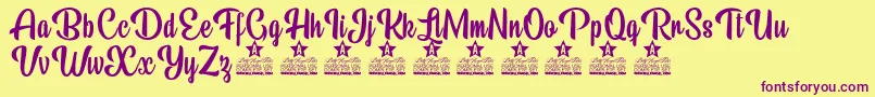 Beauty Mountains Personal Use Font – Purple Fonts on Yellow Background