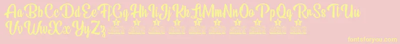 Beauty Mountains Personal Use Font – Yellow Fonts on Pink Background
