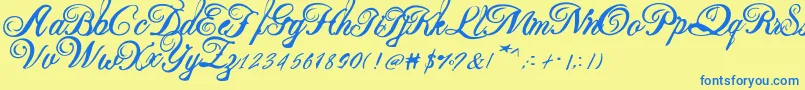 Beauty new 2 Font – Blue Fonts on Yellow Background