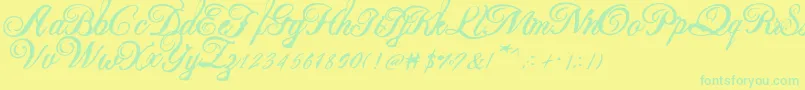 Beauty new 2 Font – Green Fonts on Yellow Background