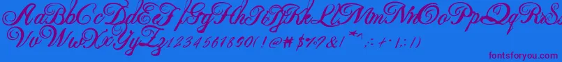 Beauty new 2 Font – Purple Fonts on Blue Background