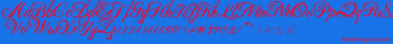 Beauty new 2 Font – Red Fonts on Blue Background