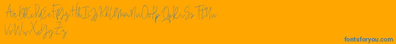 Beauty Signature-Schriftart – Blaue Schriften auf orangefarbenem Hintergrund