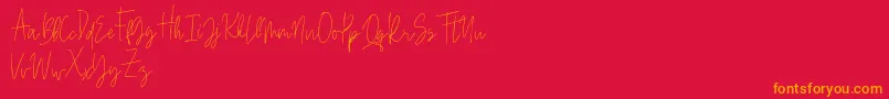 Beauty Signature Font – Orange Fonts on Red Background