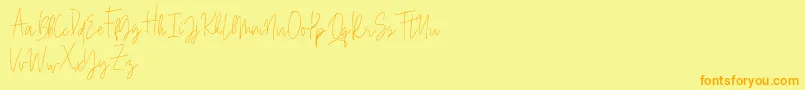 Beauty Signature-Schriftart – Orangefarbene Schriften auf gelbem Hintergrund