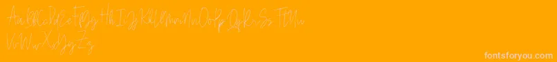 Beauty Signature-Schriftart – Rosa Schriften auf orangefarbenem Hintergrund