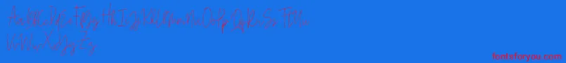 Beauty Signature-Schriftart – Rote Schriften auf blauem Hintergrund