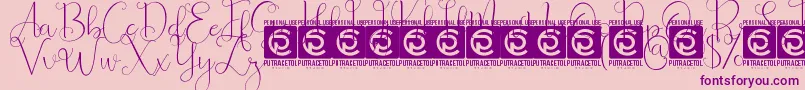 BeautyAndLove ScriptFree Font – Purple Fonts on Pink Background