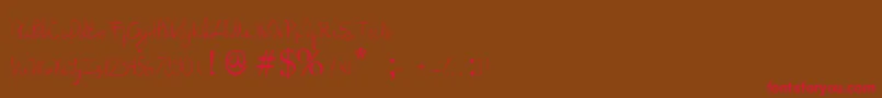 フォントbeautyforest 1 2 – 赤い文字が茶色の背景にあります。