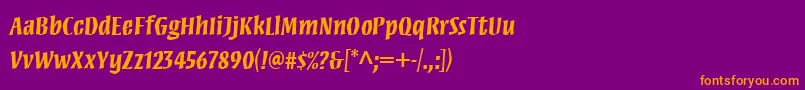 MezzwebproBold-fontti – oranssit fontit violetilla taustalla