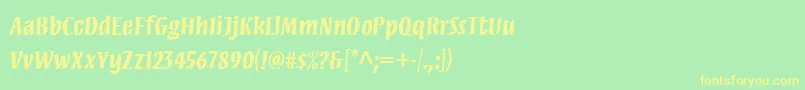 フォントMezzwebproBold – 黄色の文字が緑の背景にあります