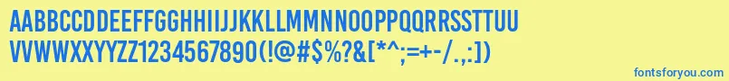 Czcionka BebasKai – niebieskie czcionki na żółtym tle