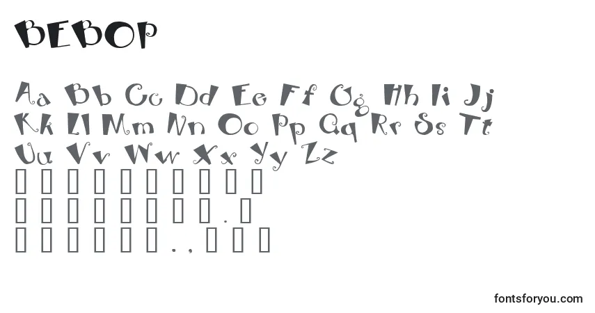 Schriftart BEBOP (120928) – Alphabet, Zahlen, spezielle Symbole