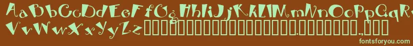 フォントBEBOP – 緑色の文字が茶色の背景にあります。