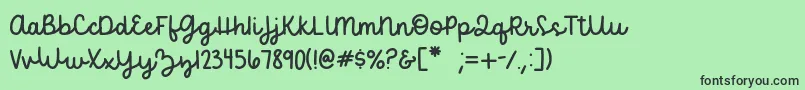 becca  perry script   sample Font – Black Fonts on Green Background