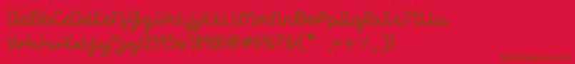 becca  perry script   sample-Schriftart – Braune Schriften auf rotem Hintergrund