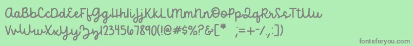becca  perry script   sample-fontti – harmaat kirjasimet vihreällä taustalla
