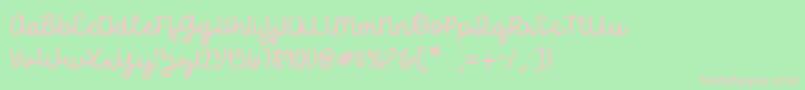 becca  perry script   sample Font – Pink Fonts on Green Background