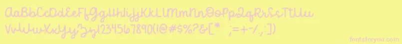 becca  perry script   sample Font – Pink Fonts on Yellow Background