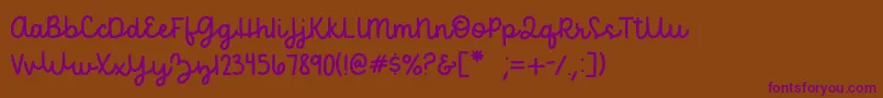 becca  perry script   sample Font – Purple Fonts on Brown Background