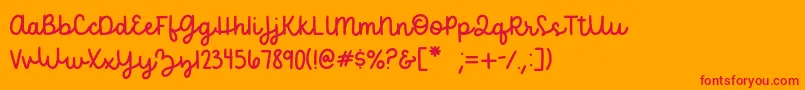 becca  perry script   sample Font – Red Fonts on Orange Background