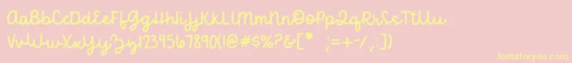 Police becca  perry script   sample – polices jaunes sur fond rose