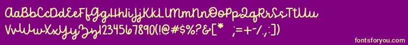 becca  perry script   sample-fontti – keltaiset fontit violetilla taustalla