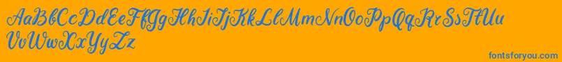 Becky Tahlia Font – Blue Fonts on Orange Background