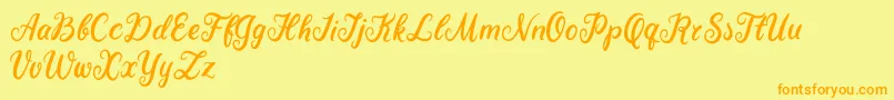 Becky Tahlia-Schriftart – Orangefarbene Schriften auf gelbem Hintergrund