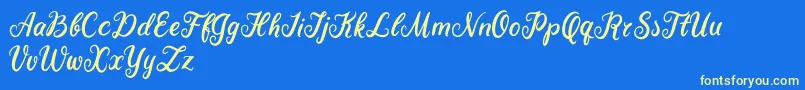 Becky Tahlia-Schriftart – Gelbe Schriften auf blauem Hintergrund