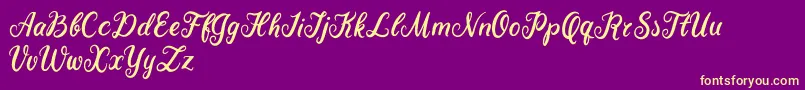 Więcej informacji o czcionce Becky Tahlia Czcionka Becky Tahlia – żółte czcionki na fioletowym tle
