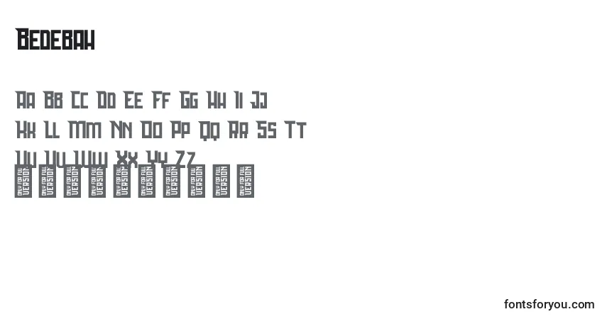 Czcionka Bedebah – alfabet, cyfry, specjalne znaki