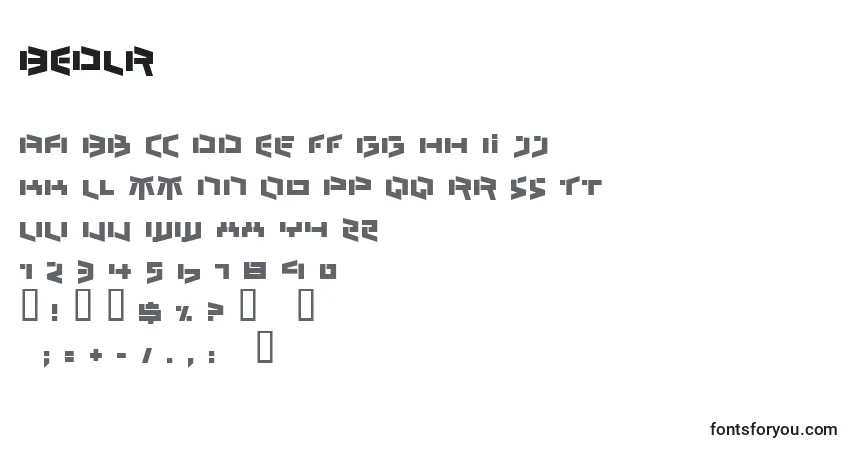 Fuente BEDLR    (120933) - alfabeto, números, caracteres especiales