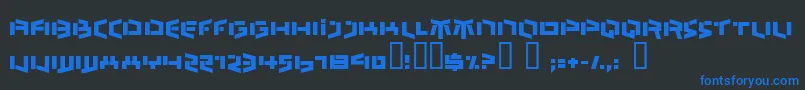BEDLR   -Schriftart – Blaue Schriften auf schwarzem Hintergrund