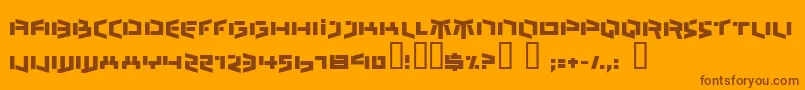 BEDLR   -Schriftart – Braune Schriften auf orangefarbenem Hintergrund