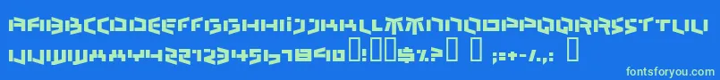 Шрифт BEDLR    – зелёные шрифты на синем фоне