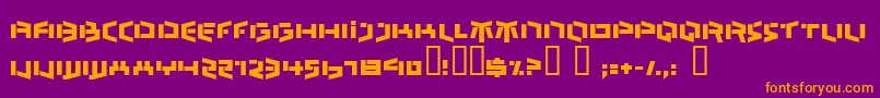 BEDLR   -Schriftart – Orangefarbene Schriften auf violettem Hintergrund