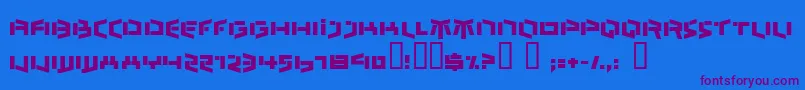 フォントBEDLR    – 紫色のフォント、青い背景