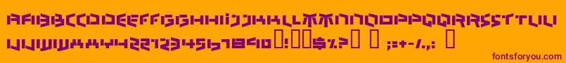 BEDLR   -Schriftart – Violette Schriften auf orangefarbenem Hintergrund