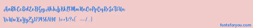 Beefy Soup   Personal Use-Schriftart – Blaue Schriften auf rosa Hintergrund