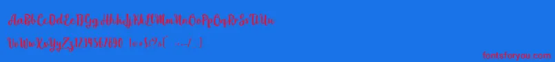 Beefy Soup   Personal Use Font – Red Fonts on Blue Background