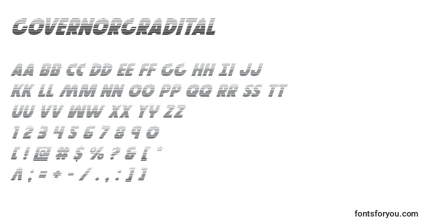 Schriftart Governorgradital – Alphabet, Zahlen, spezielle Symbole